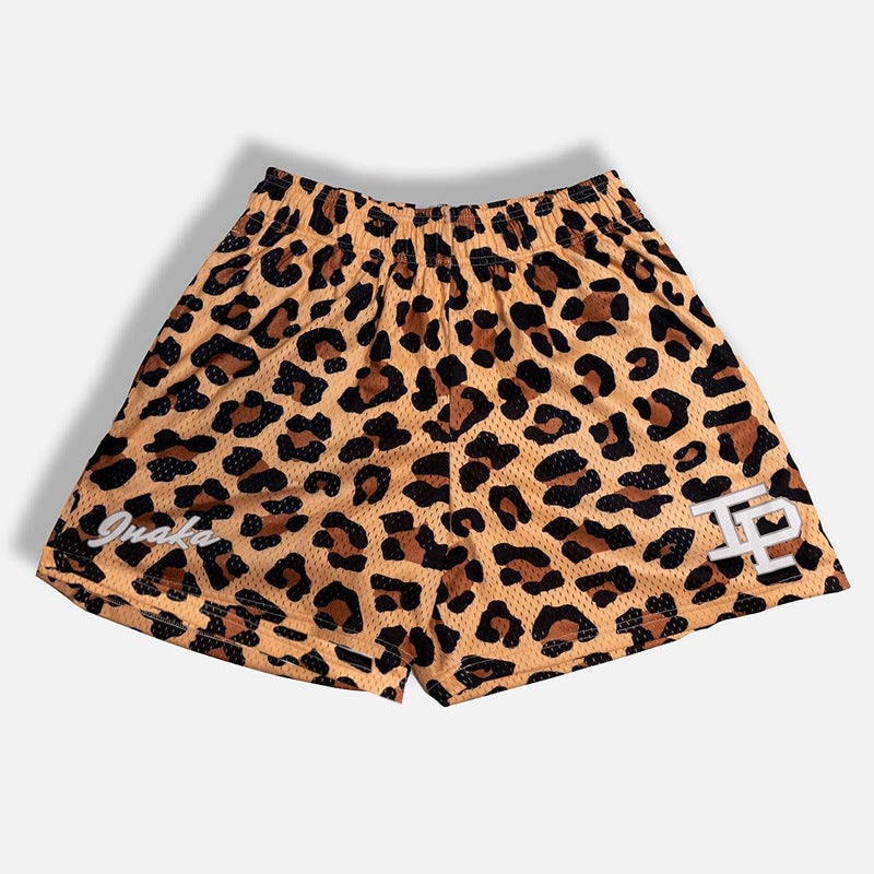Summer Brand Casual Knee-Length Shorts Unisex Leopard print yellow