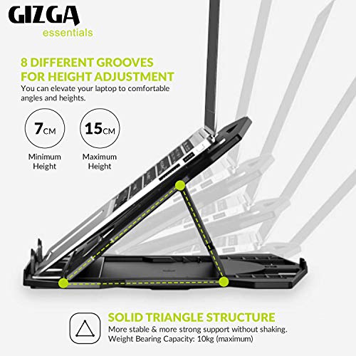 GIZGA Essentials Laptop Stand Riser for 12 to 15.6 Inch Laptop, MacBook, Tablet| Ergonomic Height/Angle Adjustable Stand with Phone Holder, Heat Dissipation, Anti-Slip Base, Portable Lightweight ABS - Image 3