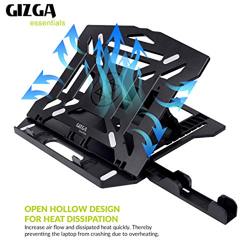 GIZGA Essentials Laptop Stand Riser for 12 to 15.6 Inch Laptop, MacBook, Tablet| Ergonomic Height/Angle Adjustable Stand with Phone Holder, Heat Dissipation, Anti-Slip Base, Portable Lightweight ABS - Image 4