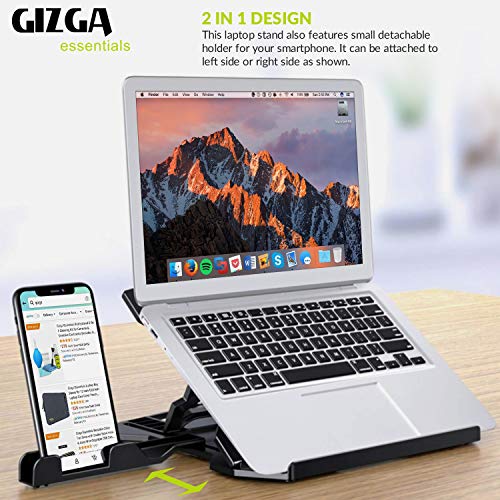 GIZGA Essentials Laptop Stand Riser for 12 to 15.6 Inch Laptop, MacBook, Tablet| Ergonomic Height/Angle Adjustable Stand with Phone Holder, Heat Dissipation, Anti-Slip Base, Portable Lightweight ABS - Image 5