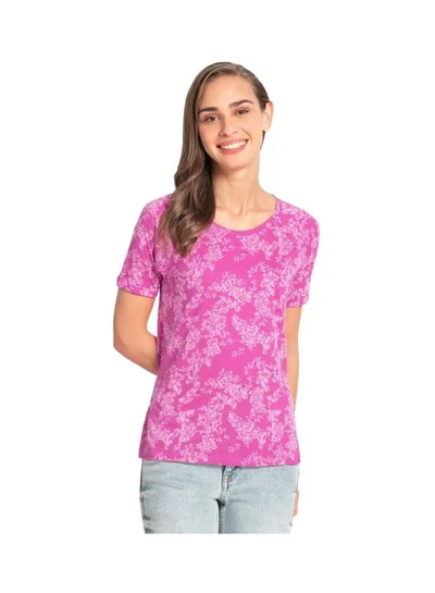 جوكي تي شيرت نسائي Jockey Micro Modal Cotton برقبة دائرية وأكمام نصفية بطبعة مريحة