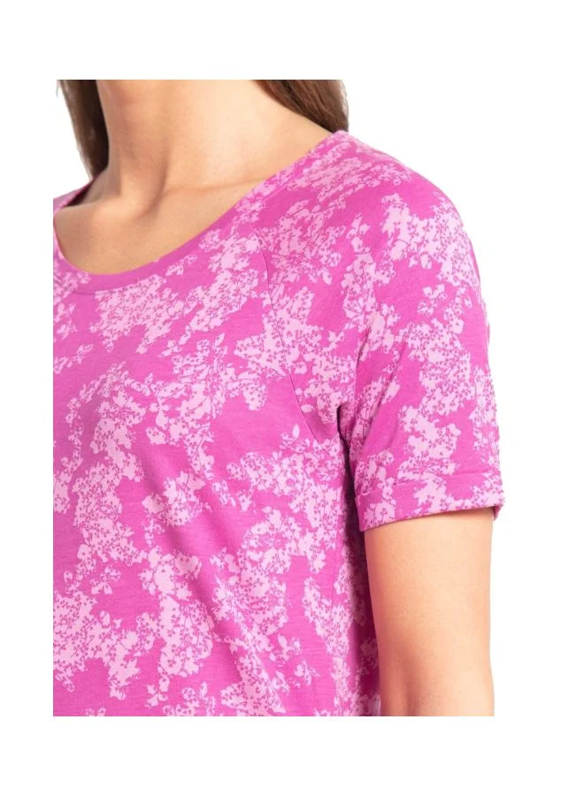 Jockey Lavender Scent AW13 Women Micro Modal Cotton Relaxed Fit Printed Round Neck Half Sleeve T Shirt for Women | Best Price UAE
