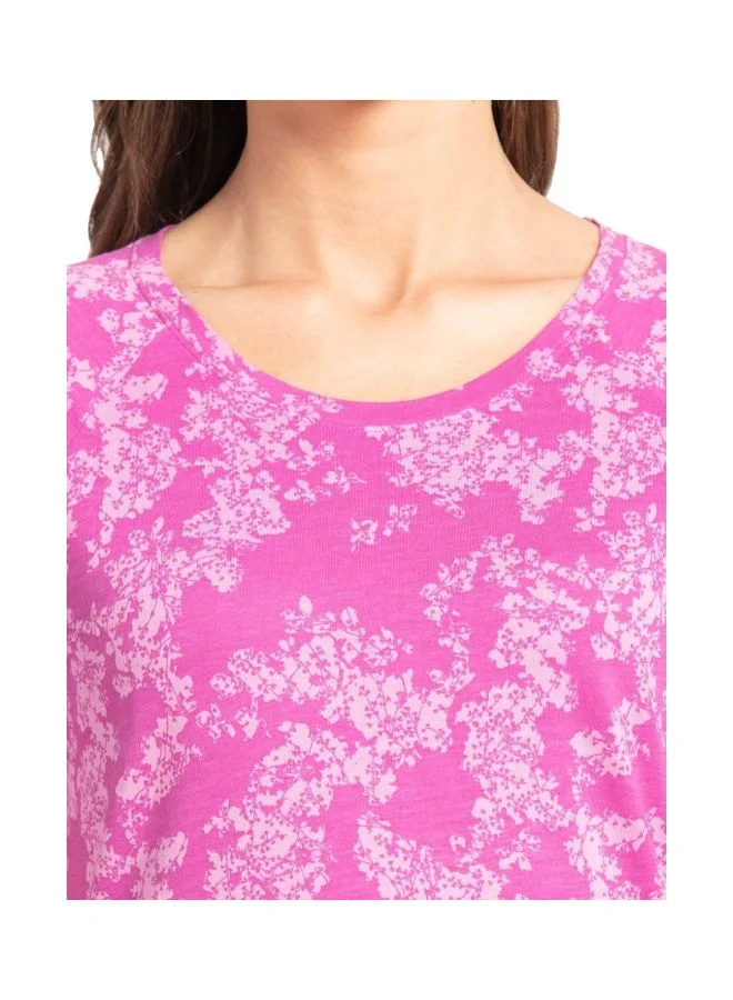 Jockey Lavender Scent AW13 Women Micro Modal Cotton Relaxed Fit Printed Round Neck Half Sleeve T Shirt for Women | Best Price UAE