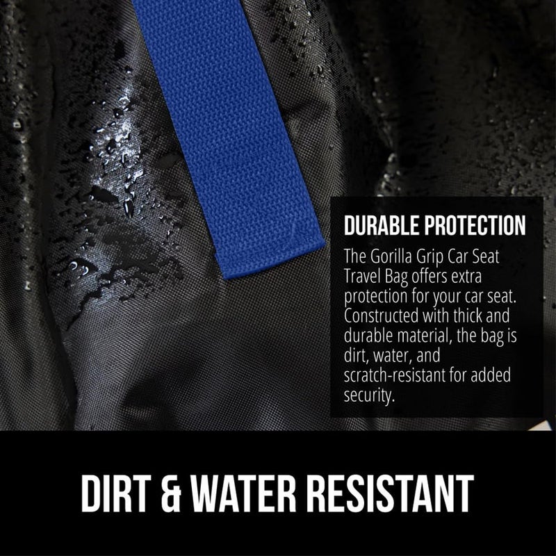 GORILLA GRIP Car Seat Travel Bag for Airplane Gate Check, Easy Carry Padded Backpack Bags Cover Carseats, Infant Baby Carriers and Toddler Booster Seats for Airport, Child Air Travels Essential, Blue - Image 3