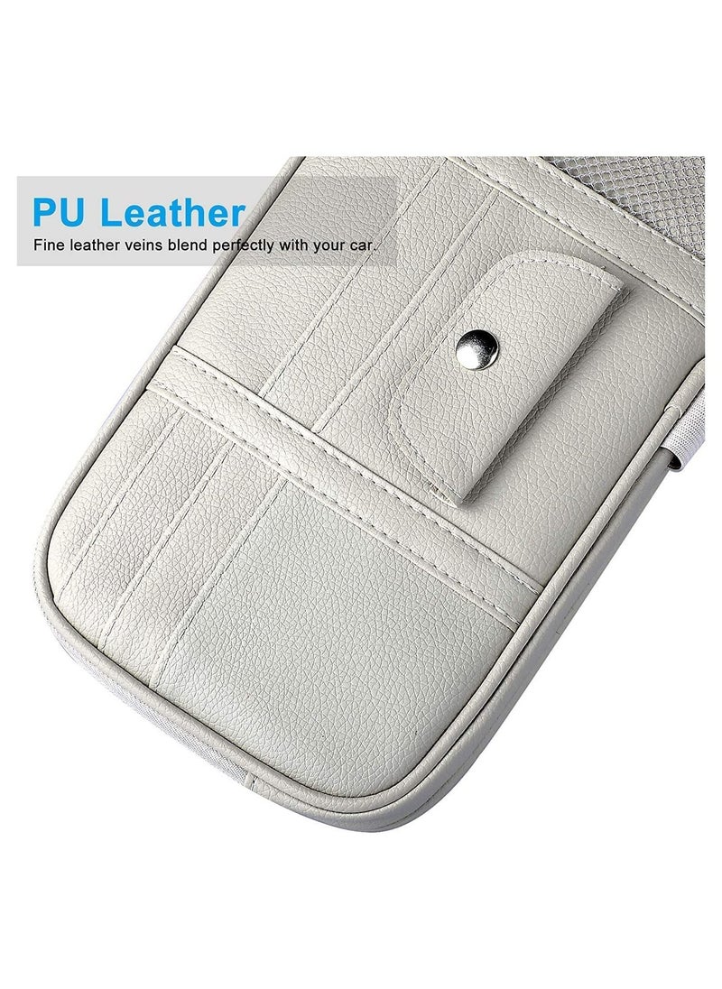 Y&D Car Sun Visor Organizer, Truck SUV Storage Pouch Registration Holder,Auto Interior Accessories Leather Pocket Organizer with Multi-Pocket Net Zipper for Card License Pen Key Document Sunglasses  - Image 4