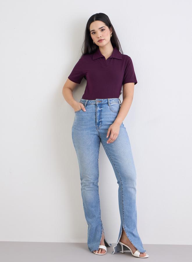 Styli Purple Regular Fit Cotton Polo T-Shirt - Image 2