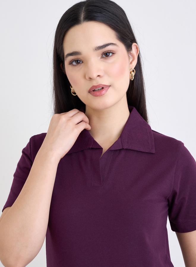 Styli Purple Regular Fit Cotton Polo T-Shirt - Image 3