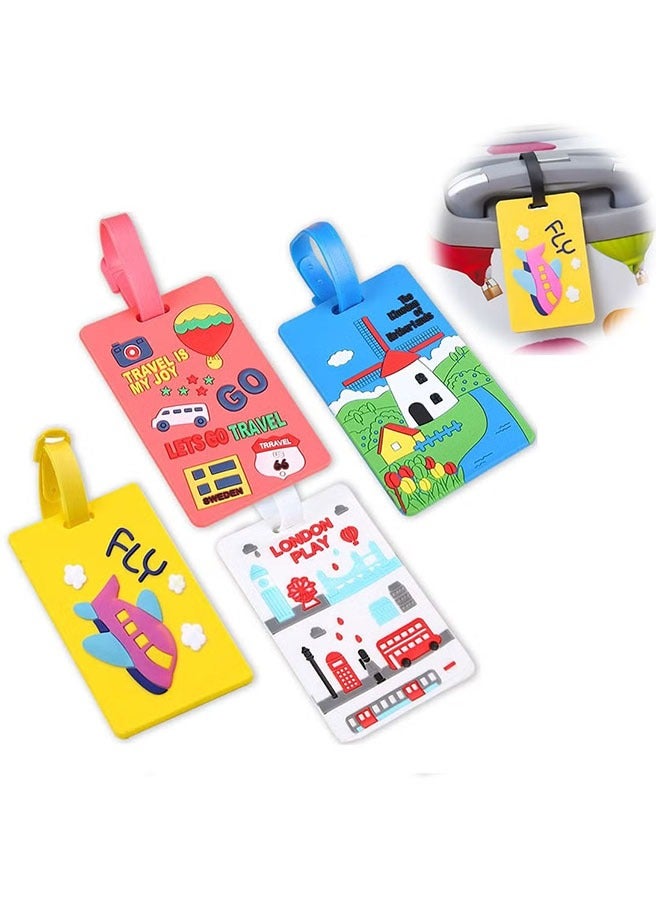 Peachjoy 4 Piece Luggage Tag Suitcase Luggage Tags Handbag Travel Bag School Bag Handbag Instrument Tag Name Address Tag with Information Card Stock and Hanging Buckle - Image 1
