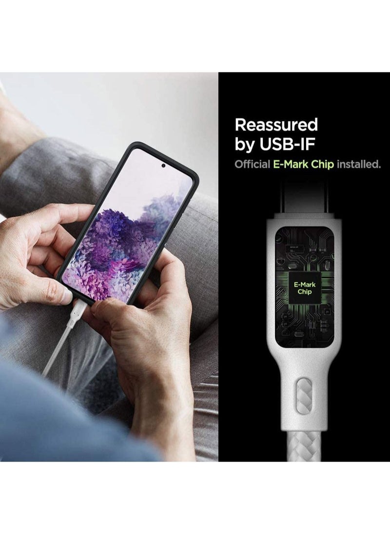 Spigen C10C3 USB-C to C 3.2 Gen 1 PD Cable 1 Meter [100W & 5Gbps] Power Delivery for MacBook/iPad/Galaxy/Pixel/OnePlus & More - White  - Image 5