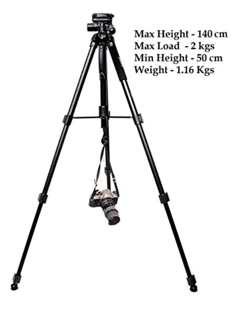 Jmary 2234 Professional Aluminium Alloy Tripod Stand - 3-Way Swivel Pan Head - Image 2
