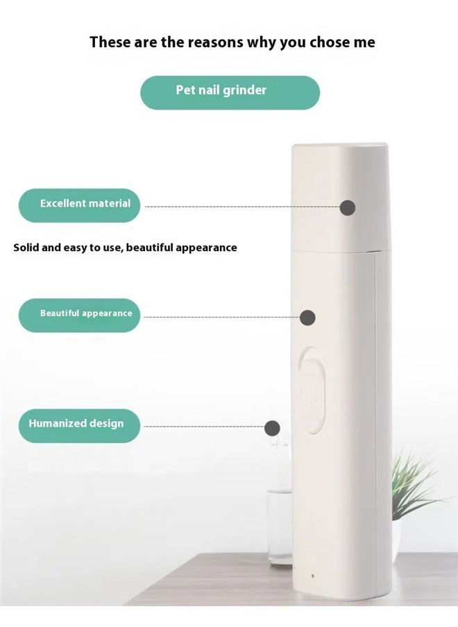 yongsheng Electric Nail Clipper White，Dog Nail Grinder Small Medium Dogs Cats-Quiet Nail File Buffer-Cat Claw Trimmer for Kitten-Puppy Toenail Polish Clipper-Electric Paw Filer Trimming Tool-Pet Grooming Kit  - Image 3
