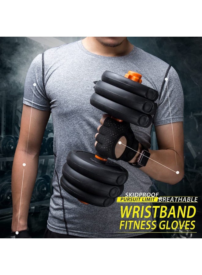 JIAROU 1Pair Fingerless Workout Gloves Men and Women Weight Lifting Gloves with Wrist Wraps Support for Gym Training Full Palm Protection，Non-slip, wear-resistant, comfortable and breathable outdoor sports gloves（Black） - Image 2