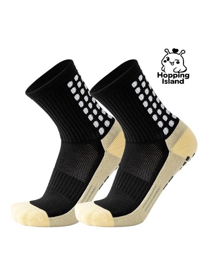 Hopping Island HI Socks 3Pair Men's Soccer Football Short Grip Black Comfortable Elastic Breathable - Image 2