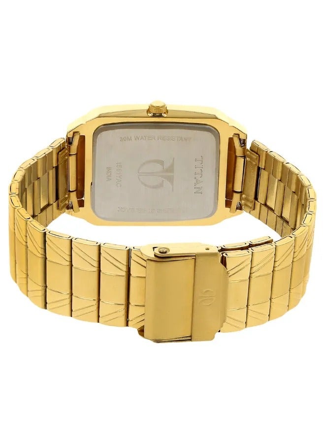 TITAN ساعة يد رجالية تناظرية على شكل مستطيل مصنوعة من الفولاذ المقاوم للصدأ - 1581YM05 - 41.4 مم - Image 4