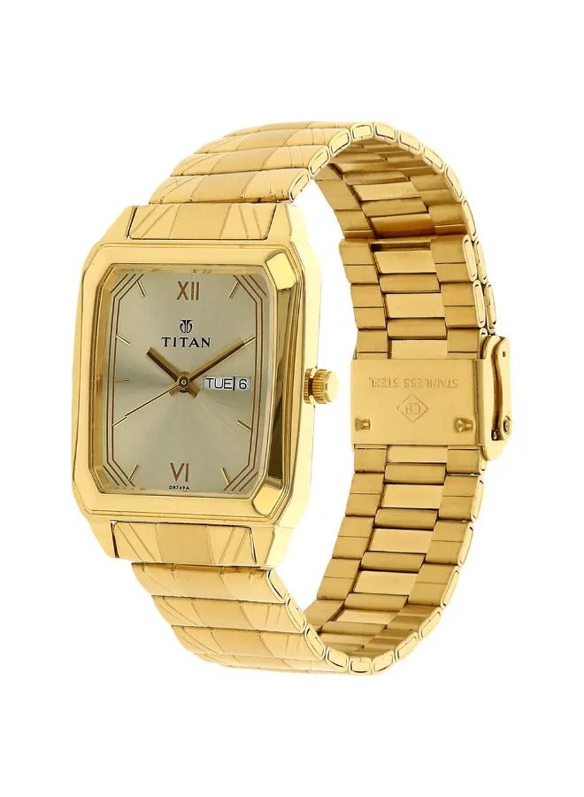 TITAN ساعة يد رجالية تناظرية على شكل مستطيل مصنوعة من الفولاذ المقاوم للصدأ - 1581YM05 - 41.4 مم - Image 2