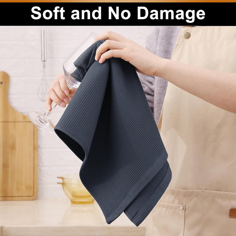 Homaxy 100% Cotton Kitchen Towels - Waffle Weave Soft and Absorbent Dish Towels - 6 Pack Quick Dry Kitchen Hand Towels - 16 x 26 Inches Dish Towels for Kitchen Drying - Mixed Color - Image 4