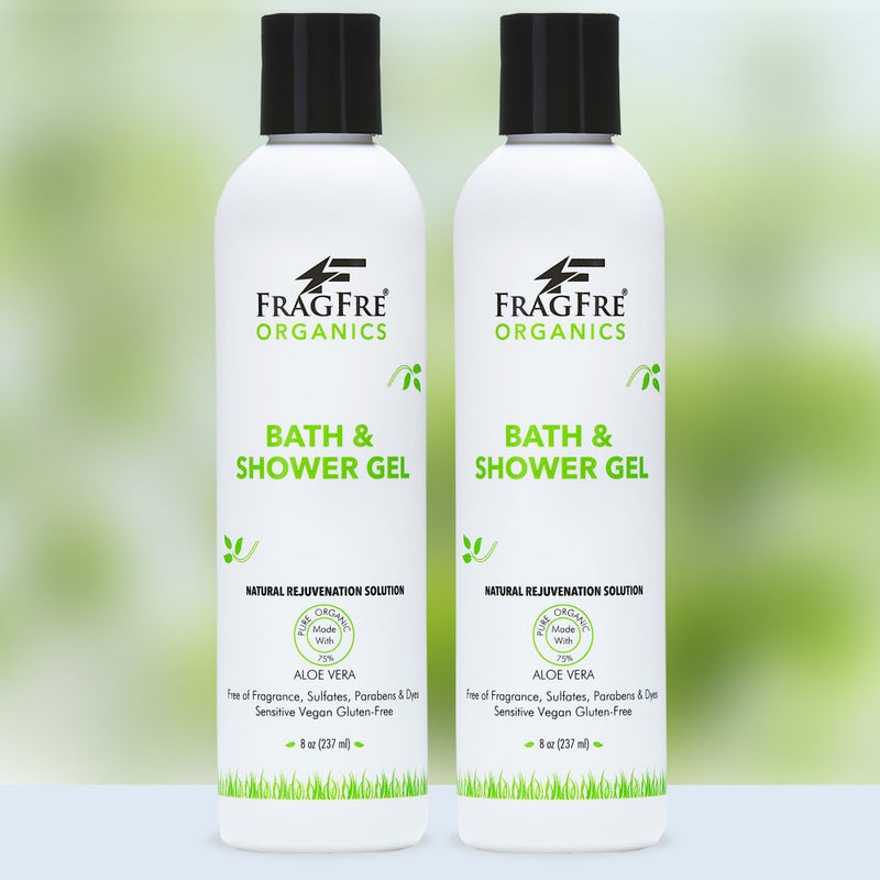 FRAGFRE Organic Shower Gel 8 oz - Fragrance Free Sulfate Free Parabens Free - for Normal and Dry Sensitive Skins - Gluten Free Vegan Cruelty Free - Organic Aloe Vera Bath Shower Gel - pure Natural - Image 5