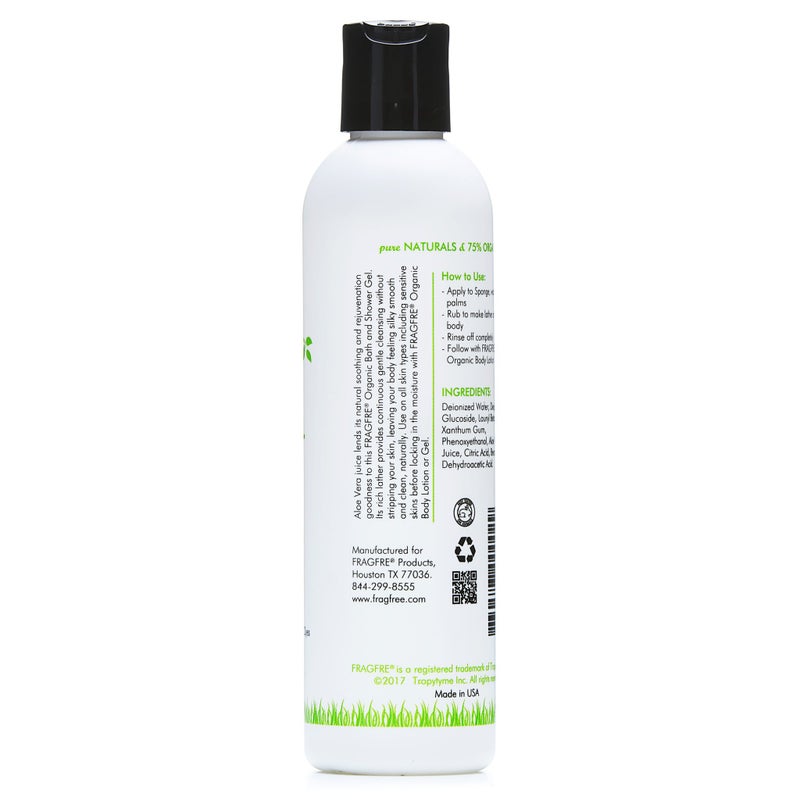 FRAGFRE Organic Shower Gel 8 oz - Fragrance Free Sulfate Free Parabens Free - for Normal and Dry Sensitive Skins - Gluten Free Vegan Cruelty Free - Organic Aloe Vera Bath Shower Gel - pure Natural - Image 3