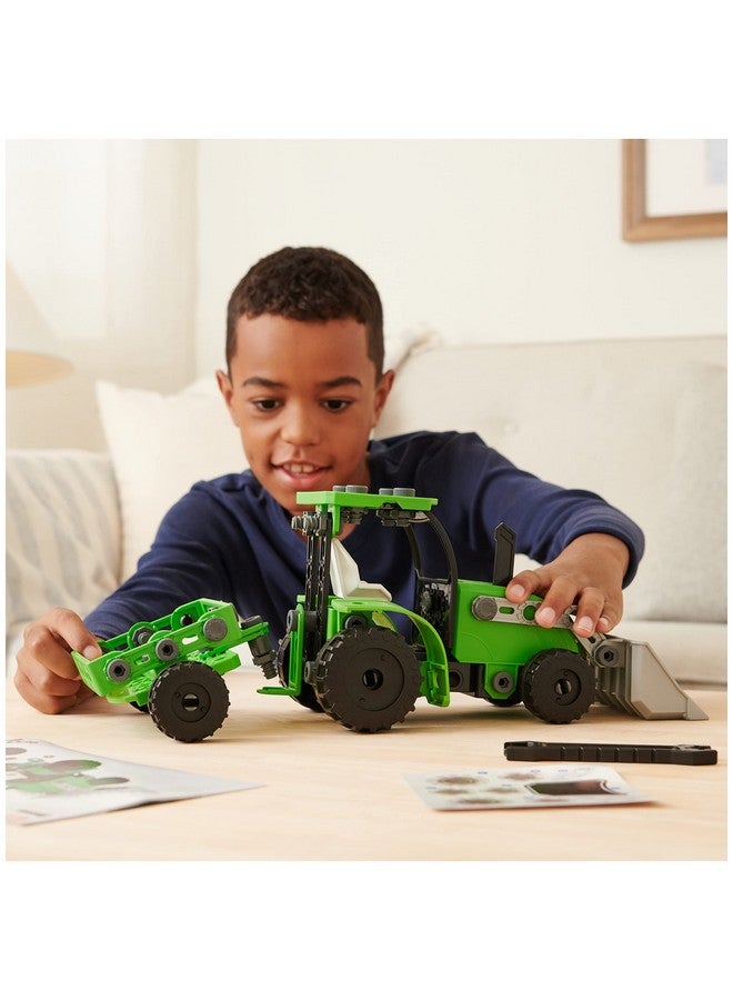 Meccano جرار أمامي صغير مع أجزاء متحركة وأدوات حقيقية - نموذج مجموعة بناء ألعاب STEM للأطفال من سن 5 سنوات وما فوق - Image 3