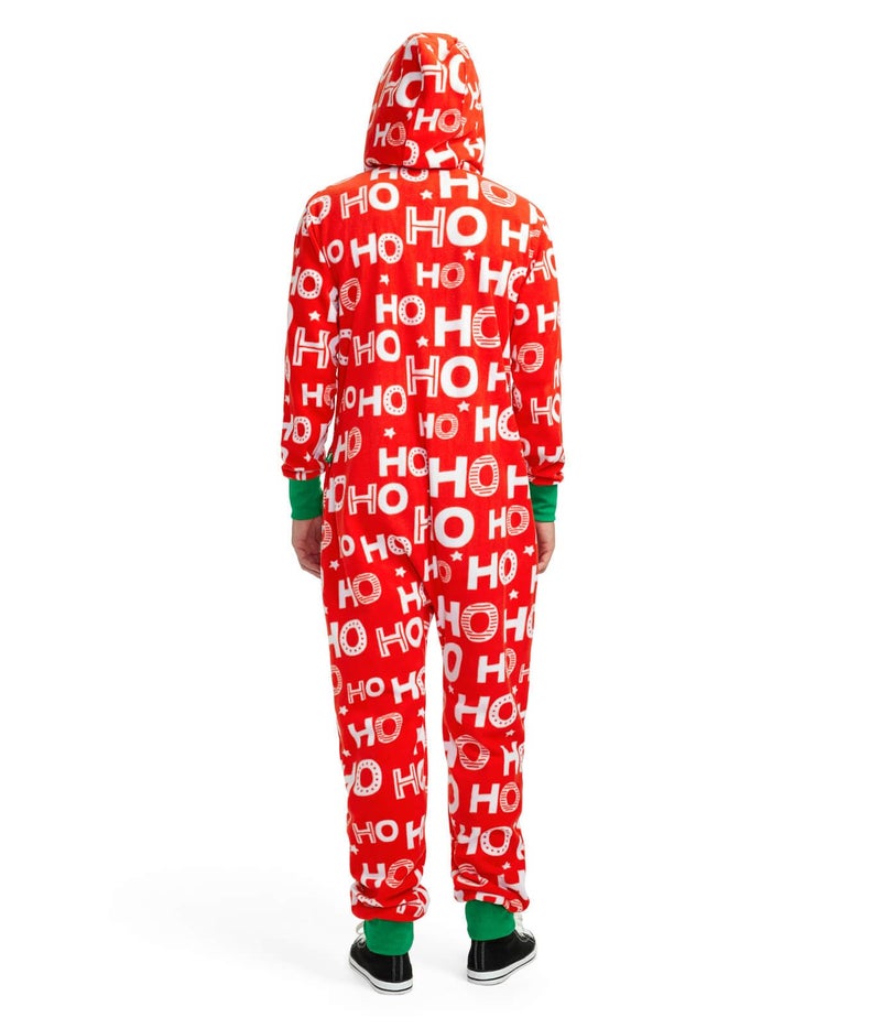 Tipsy Elves Christmas Onesies for Adults - Comfy Unisex Matching Holiday Jumpsuits with Convenient Pockets - Cozy Red Hohoho Christmas Jumpsuit Size Large - Image 3