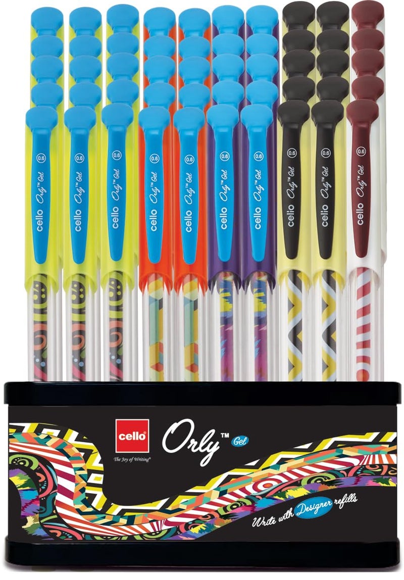 BiC Cello Orly Gel Pens Jar,Pack Of 50,Aesthetic Gel Pen For Students| 0.6Mm Tip Size,Gel Pens Set,Ink Color-Black - Image 5