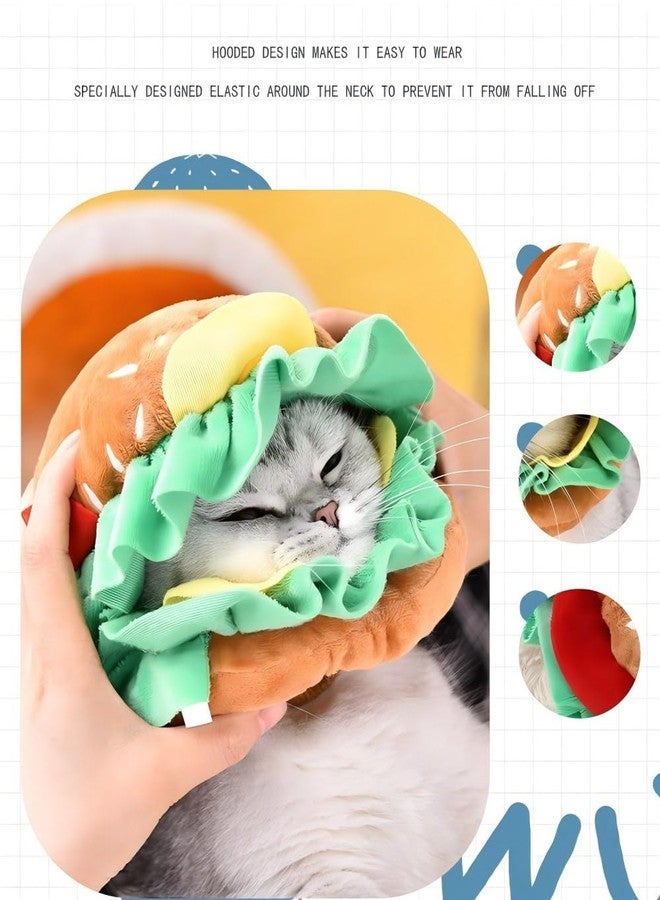 Lumadecor Soft Hamburger Hat Recovery Cone for Cats & Dogs - Funny Pet Collar Halloween Costume Hat for Small Pets - Image 2