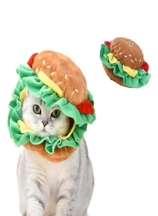 Lumadecor Soft Hamburger Hat Recovery Cone for Cats & Dogs - Funny Pet Collar Halloween Costume Hat for Small Pets - Image 1