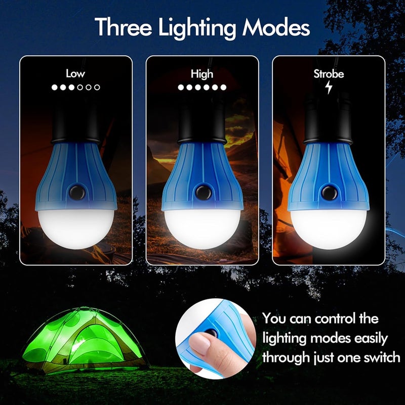 FLY2SKY Tent Lamp 5 Packs Portable Tent Light Clip Hook Hurricane Emergency Lights LED Camping Light Bulb Camping Tent Lantern Equipment for Camping Hiking Backpacking Fishing Outage - Image 3