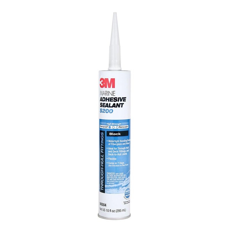3M Marine Adhesive Sealant 5200 (06504) Permanent Bonding and Sealing for Boats and RVs Above and Below the Waterline Waterproof Repair, Black, 10 fl oz Cartridge - Image 1