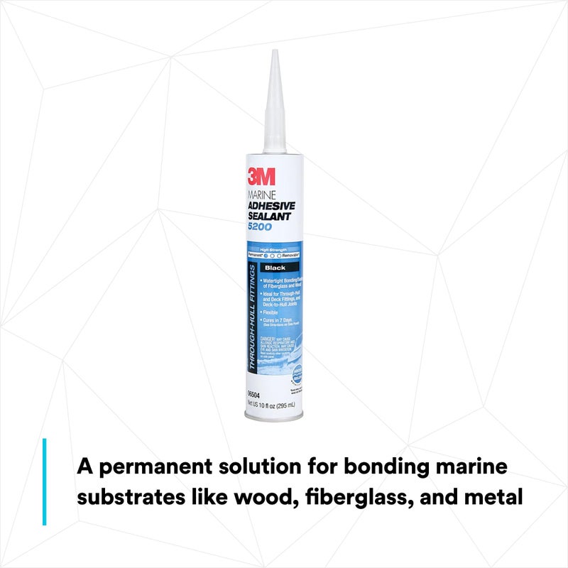 3M Marine Adhesive Sealant 5200 (06504) Permanent Bonding and Sealing for Boats and RVs Above and Below the Waterline Waterproof Repair, Black, 10 fl oz Cartridge - Image 3