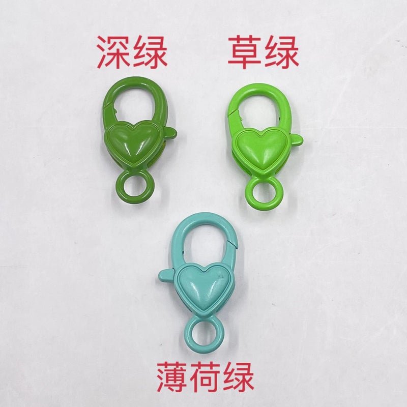 DIY Jewelry Colorful Painted Heart Lobster Clasp Retro Keychain Grass Green 
