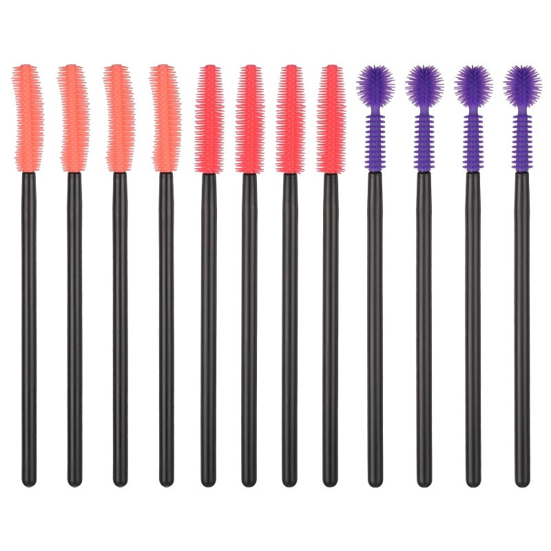 Zelphvt 12 Pcs Silicone Nook and Cranny Brush Crevice Cleaning Brushes 3 Styles Sewing Machine Cleaning Brushes Tiny Brush for Sewing Machine, Keyboard, Small Spaces, Orange Purple Red - Image 1