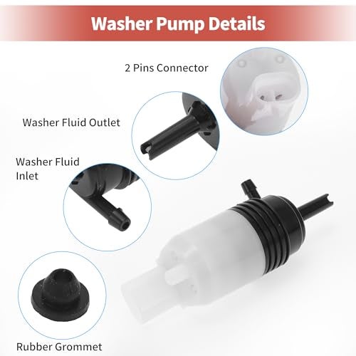 ACROPIX Windshield Washer Pump W/Grommet Windshield Washer Fluid Pump Fit for GMC Envoy XL Acadia for Chevrolet Traverse Trailblazer No.22766715 - Pack of 1 - Image 5