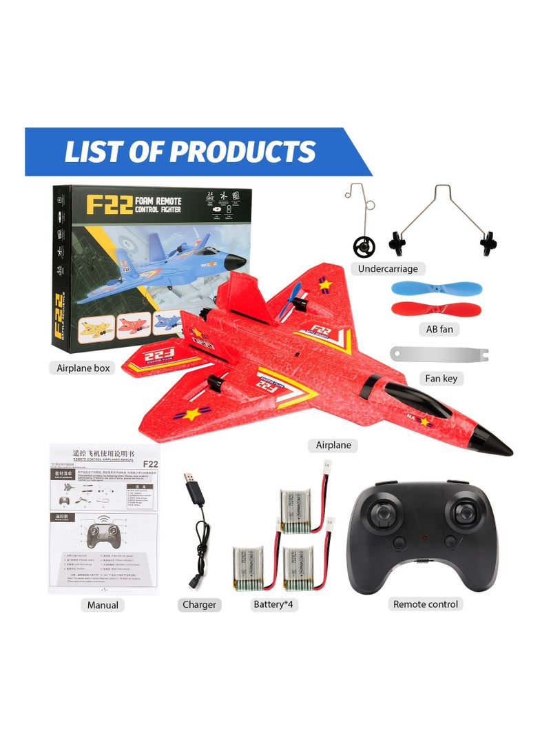 AROAQ RC Airplane F22 Land and Air Remote Control Glider RC Aircraft Jet with LED Lights Foam plane Children toys  - Image 1
