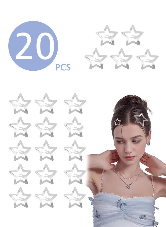 ليمون 20 قطعة من مشابك الشعر الفضية على شكل نجمة، مشابك شعر معدنية على شكل نجمة، إكسسوارات شعر غير قابلة للانزلاق للفتيات والنساء - Image 1