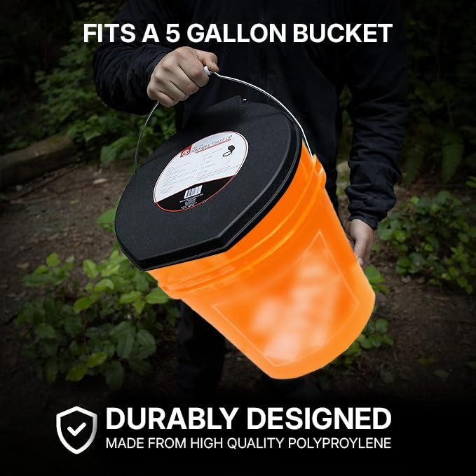 72 HRS Premium Portable Camping Toilet Seat with Lid for 5 Gallon Buckets, Outdoor Camping, Hiking, Emergencies - Perfect for Emergency Preparedness, Backcountry, Car, Boat, Road Trips (No Bucket) - Image 5