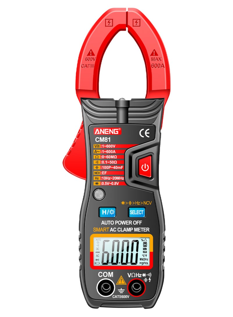 ANENG CM81 Smart AC Clamp Meter Clamp Type Multimeter 6000 Counts Auto Range Voltmeter 600A Ammeter Resistance Meter with Flashlight - Image 1