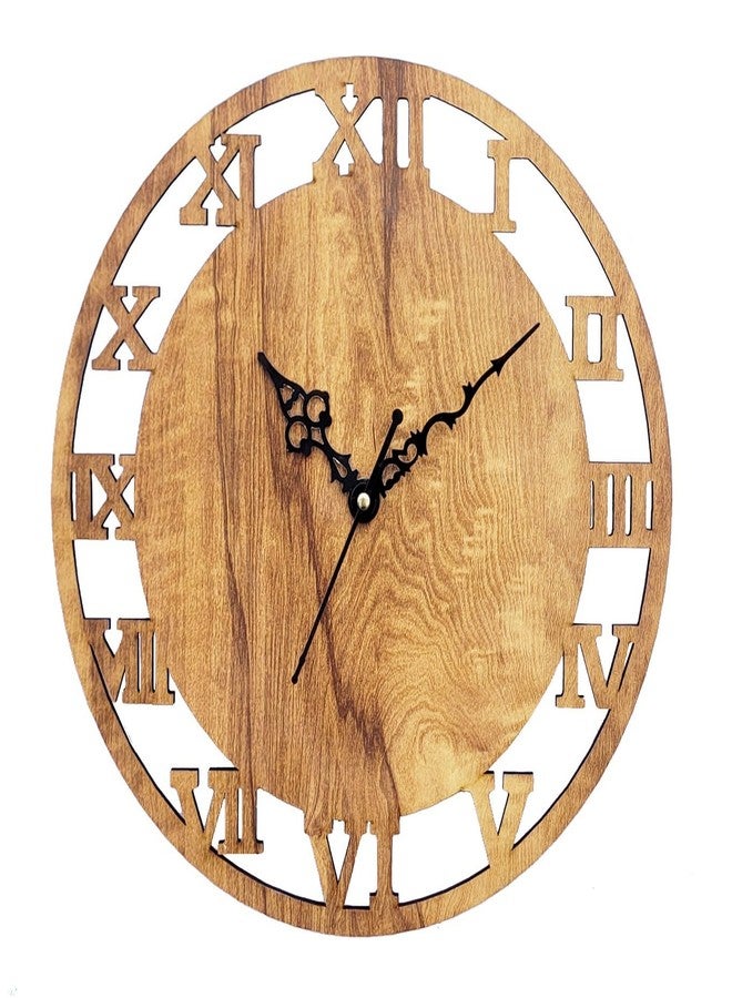 ADK Industries Designer Wooden Decorative Round Shaped Wall Clock for Home Décor Size 25 x 25 (Brown) - Image 1