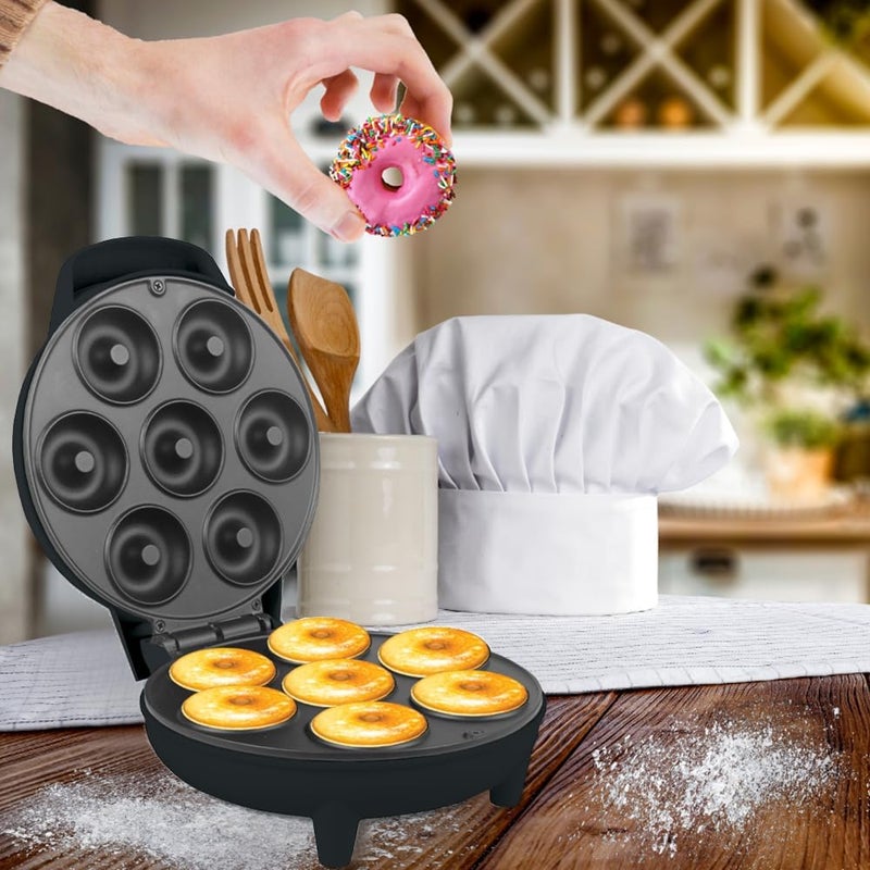COURANT Mini Donut Maker Machine for Holiday, Kid-Friendly, Breakfast or Snack, Desserts & More with Non-stick Surface, Makes 7 Doughnuts, Red - Image 4