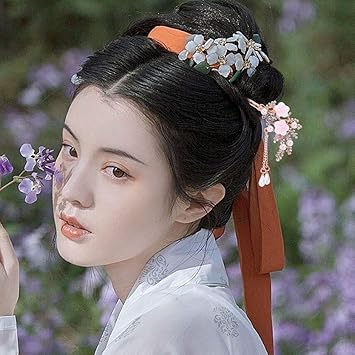 Lurrose 2pcs Hair Sticks with Tassel Vintage Pearl Flower Hairpin Chinese Hair Chopsticks with Long Tassel Chignon Chopsticks for Women Girls - Image 3