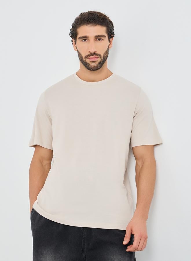 برودكت تيشيرت سادة بياقة دائرية وقصة عادية - Image 1