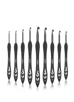 Excefore 9 Sizes Crochet Hooks, Black Crochet Needles, Ergonomic Soft Grip Aluminum Crochet Hook Set, Lightweight Knitting & Crochet Supplies, for Arthritic Hands Beginners Kids Adults 2.0mm(B)-6.0mm(J)  - Image 1