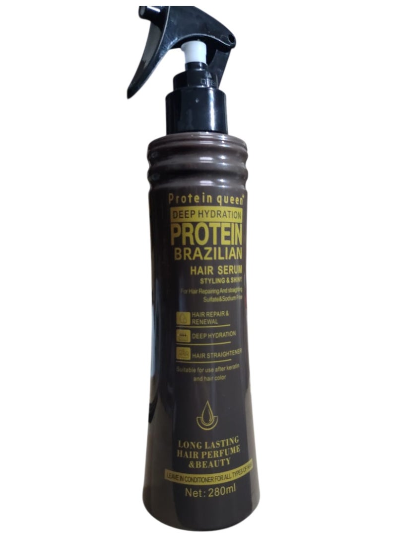 Protein queen Deep Hydration Protein Brazilian Professional Hair Serum Styling And Shiny 280 ML