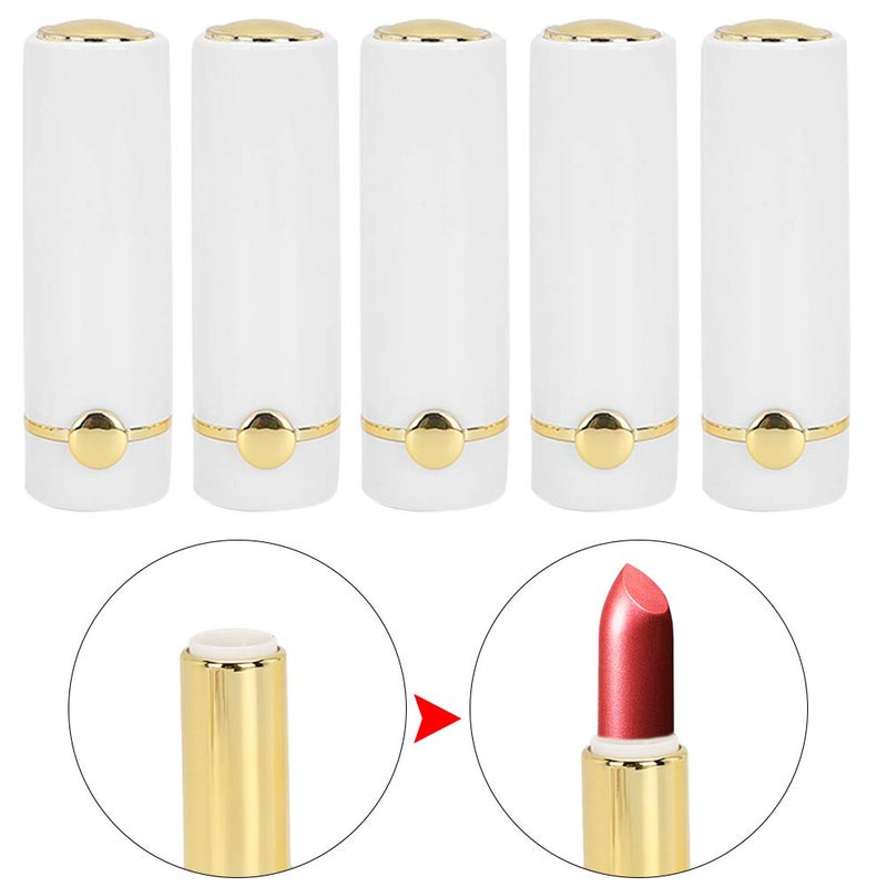 Empty Lipstick Tubes (5pcs), Portable DIY White Cosmetic Containers for Homemade Lip Gloss, Lip Balm, or Perfume – Compatible with Standard Lipstick Applicators - Image 2