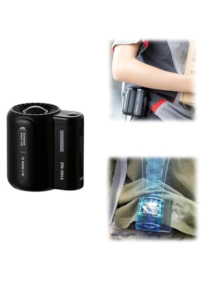 Portable Waist Clip Fan, Portable Rechargeable Waist Fan, 3 Speed Adjustable Belt Fan, Wearable Personal Clip Fan for Outdoor, Camping, Fishing, Travel (Style-03), Small - Image 1
