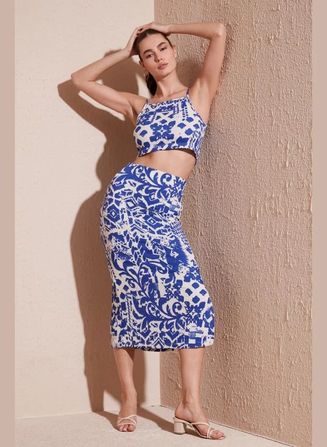 Lela Lela Slim Fit Rope Strap Slit Midi Top-Bottom Set Women's SET 5865726