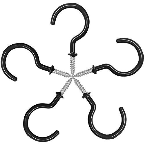 FineGood 25 Pack Cup Hook Ceiling Hooks, 2.9 Inches, FineGood Vinyl Coated Screw-in Hanger for Indoor and Outdoor Use - Black - Image 2