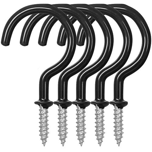 FineGood 25 Pack Cup Hook Ceiling Hooks, 2.9 Inches, FineGood Vinyl Coated Screw-in Hanger for Indoor and Outdoor Use - Black - Image 1