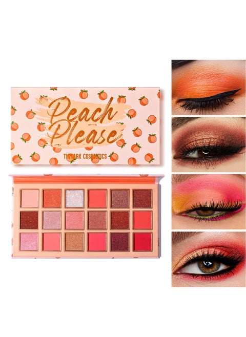 Peach Please Eyeshadow Palette Makeup Metallic Shimmer Matte Eye Shadow Pallets for Women Peach Pink Brown Smoky Eye Make up Long Lasting Talc Free