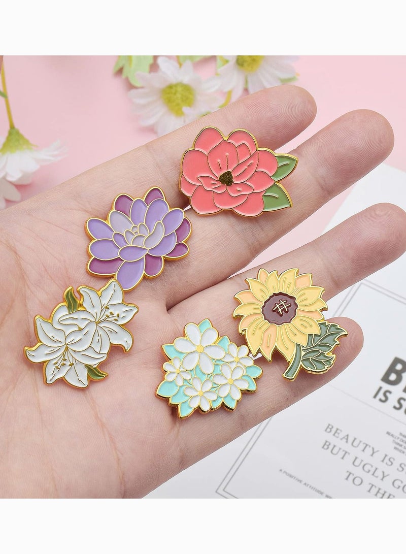 سيوسي مجموعة دبابيس بروش من المينا الوردية ، 5 قطع من SYOSI ، دبابيس شارات زهور عباد الشمس الكرتونية جولييتس ، دبابيس شارات للحقائب ، ملابس القبعات ، دبابيس بروش الزهور الملونة المينا ، هدية للفتيات النساء - Image 5